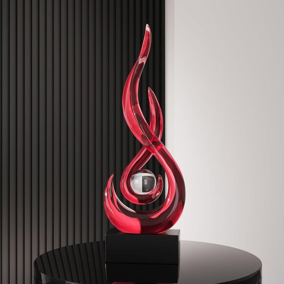 11.8" H Abstract Art Resin Black Modern Flame Decorations for Living Room Office - Picture 7 of 7